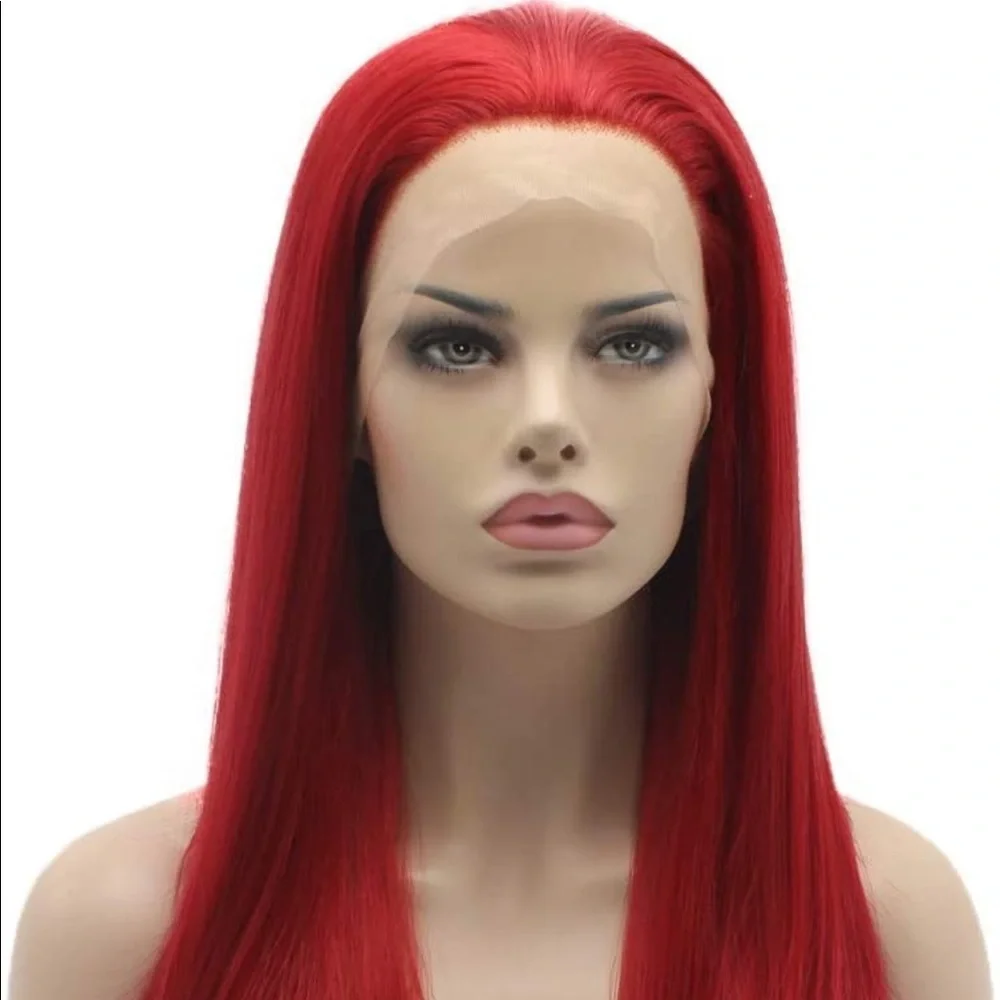 - 22” RED STRAIGHT  LACE FRONT WIG  *NEW*